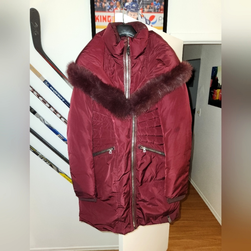 Large Maroon RUDSAK Puffer Jacket with Fur Hood